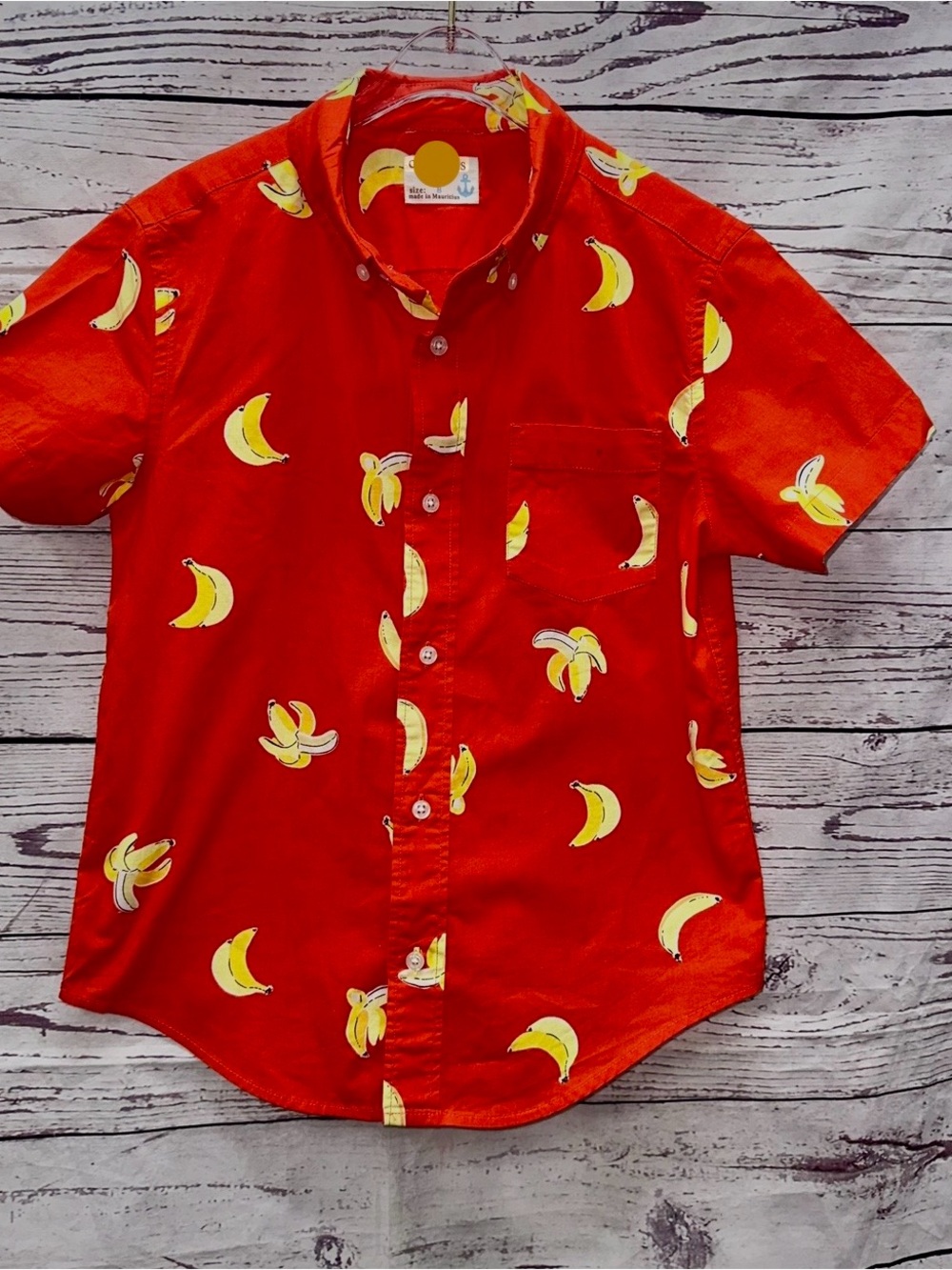 Crewcuts Red Banana Print Button-Up Shirt Size 8
